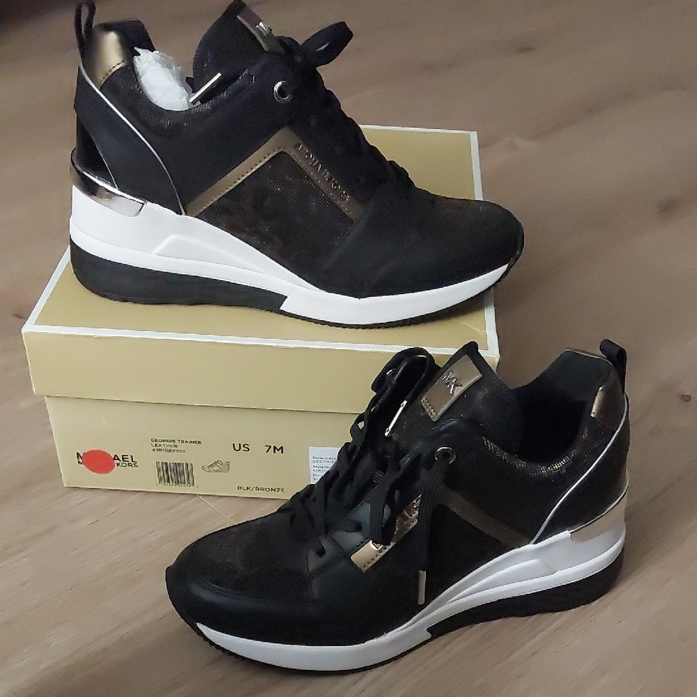 Michael Kors Black and Gold Sneakers
